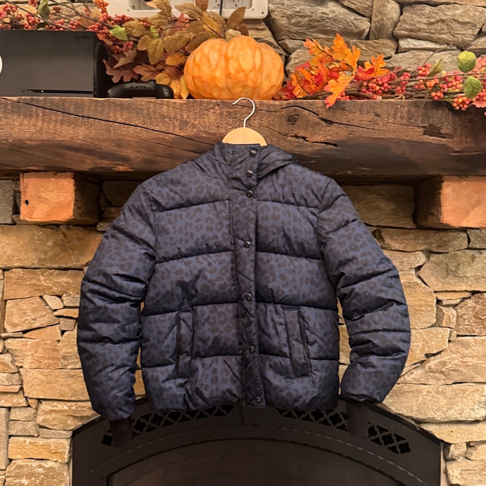 GAP Kids ColdControl Max Jacket. Blue leopard print. Barely worn.